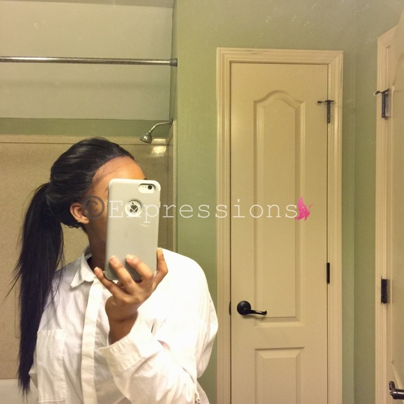 Long Straight Human Blend Lace Front Wig - Picture 5 of 8